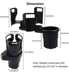 Paddsun 883149807934 2 In 1 Multifunction Car Double Cup Holder Expander Drink 360 Adjustable