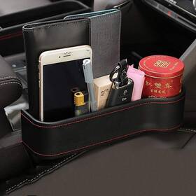 Th124r Pfe Leather Auto Seat Seam Console Side Pocket With Cup Holder Organizer