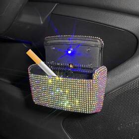 Ashtray005 Pomelo Litchi Pitaya Blue Led Car Cigarette Ashtray With Lid - Smokeless Ash For One Size Multi