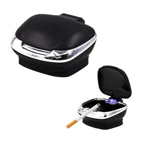 Povtii-1858ca Povtii Car Ashtray With Lid Flame Retardant 3.54 X 3.39 1.89 Inches Black