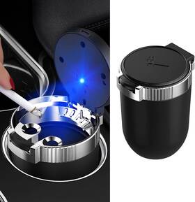 Qboonpt-yhg01 Qboonpt Car Ashtray With Lid Smell Proof Smoke-free Portable Mini One Size Silver