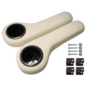 Rhox 814192021466 Red Hawk Seat-695-w Arm Rest With Cup Holder Set White Of 2 Golf Carts
