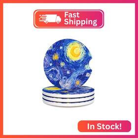 Night-2.56in Rouidr Car Cup Holder Coaster Coasters For Holders 4 Pack Universal Anti Slip