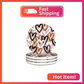 R005-4cc-love-2.56in Rouidr Car Cup Holder Coaster Coasters For Holders 4 Pack Universal Anti Slip
