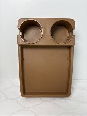 Rubber Queen 071897624136 Vintage Car Console Cup Holders Tray Brown Plastic Organizer 6241