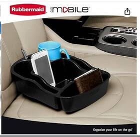 Rubbermaid 757558789375 Small Seat Console Tray With Cup Holders No Usb Nonslip Bottom Auto