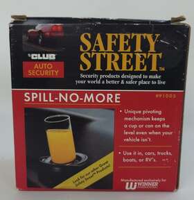 91005 Safety Street Vtg Niob The Club Spill No More Pivoting Cup Drink Holder