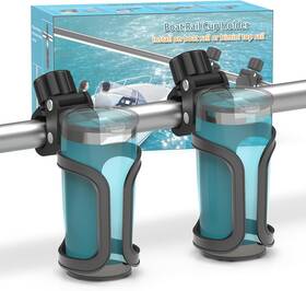 Seaperk 768561807635 Boat Rail Cup Holder - Fits Bimini Top Rail/grab Bar/pontoon 360 Black