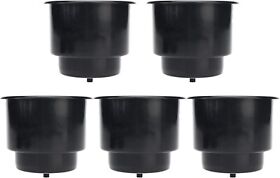 Er-bk-l0917-1 Set Of 5 Black Recessed Plastic Cup Drink Can Holder With Drain For Boat Car Marine