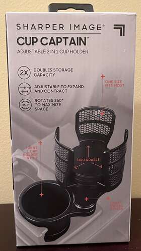Sharper Image 740275057667 Cup Captain Adjustable 2 In 1 Holder Nib