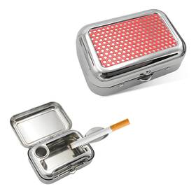Shmzk-4189mp Shmzk Mini Portable Ashtrays Metal Pocket Dustproof Car Ash Tray With Red