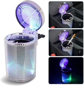 Sugcars 791101197309 Car Ashtray With Led Light Ashtrays For Cup Universal Silver