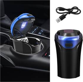 Suvnie-1163ca Suvnie Car Ashtray With Lid Detachable Usb Rechargeable 3.15 4.88 Inches Blue