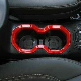 Tesin20210913001 Tesin Front Water Cup Holder Trim Ring Cover For Jeep Renegade 2016 Red Accessories