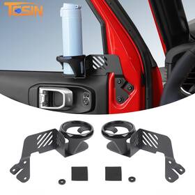 Tesin20250705bdaf407 Tesin Sides Front Door Mount Cup Holder Bracket For Jeep Wrangler Jl Gladiator Jt 18