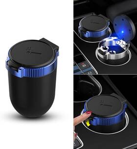 Tes13 Tesnaao 1 Pc Car Ashtray 3.93 Inch X 2.75 1.88 Large Center Blue And Black
