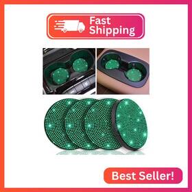 Green01 Tobequeen Car Cup Holder Coaster 4 Pcs Crystal Rhinestone Diamond Bling Coa