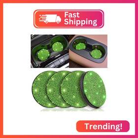 Green02 Tobequeen Green Car Cup Coasters 4 Pack Crystal Rhinestone Diamond Bling Co