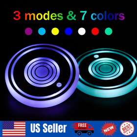 9070193 Tsuinz 2pcs Led Illuminated Cup Pad Car Accessory Lamp Shade 7 Colors Interior Lights