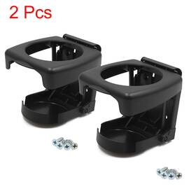 Uxcell 714998137050 2pcs Plastic Foldable Car Water Cup Drink Bottle Can Holder Stand Mount Black