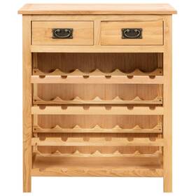 247043 Vidaxl Wine Cabinet Bottle Holder 2 Drawers Floor Solid Oak Wood