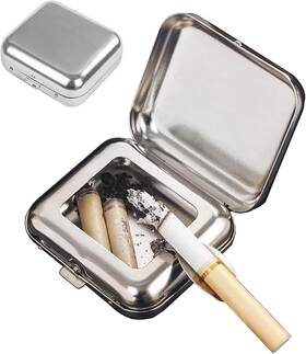 Co8271 Vovcamls Portable Ashtray Pocket Windproof Small Silver