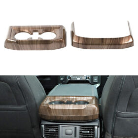 Voodonala2022908 Wood Grain Rear Center Cup Holder Panel Trim Cover For Ford F150 21 Accessories