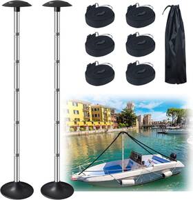 Wtmore 709226688633 Boat Cover Support Poles 2 Pack Pontoon 8in Black
