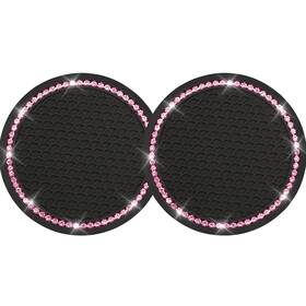 Yousheng 768253235265 Car Cup Holder Coasters 2 Pack Black And Pink 2pcs Bling Universal
