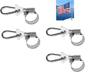 Yskjyxgs 739583658048 Boat Flag Pole Clips With Carabiner Clamp 4 Pack Silver