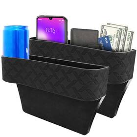 Yuuaao 765003640430 Car Seat Gap Filler Organizer 2 Pack Leather With Black