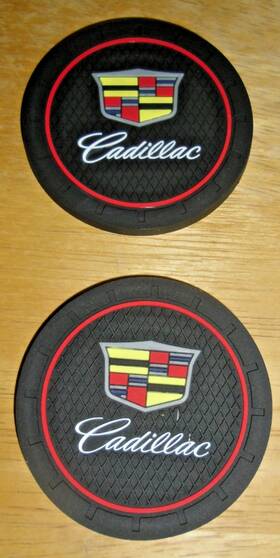 Ca05 Zolkocarbon Cadillac 2pc 2.8ftft Coaster Silicone Car Cup Holder -free Shipping