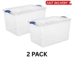 (pack Of 2) Stackable Plastic Tote Box Storage Containers Bin 66 Quart,. Fixed Price $14.99.