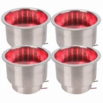 4X Cup Holder Stainless Steel Drink Red Led Sailboat Kayak Truck Rv. Fixed Price $31.15.