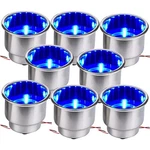 8X Blue Led Light Cup Drink Holder W/ Drain Stainless Steel Car Boat Rv Camper. Fixed Price $53.91.