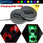2X Rgb Led Solar+usb Charging Cup Holder Bottom Pad Mat Lights For Mini Cooper. Fixed Price $20.99.