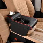 Car Center Console Armrest Pad Black Red Stitch Embossed High Low Cup 13.8". Fixed Price $12.98.