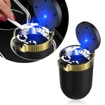 Kewucn Car Ashtray With Lid Portable Stainless Steel Led Blue Light Gold. Fixed Price $12.45.