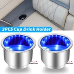 2PCS Stainless Steel 8 Led Cup Drink Holder Blue Light Marine Boat Truck Camper. Fixed Price $16.61.