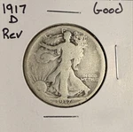 1917-D Rev Walking Liberty Half Dollar, Good (19064). Fixed Price $38.00.