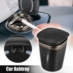 Car Ashtray Trash Can Cigarette Cylinder Led Light Plastic Titanium Tone Edge. Fixed Price $17.38.