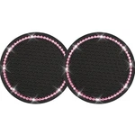 Yousheng 2PCS Bling Car Cup Coaster, Universal Holder Count, Black And Pink. Fixed Price $8.99.