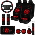 Tallew 15 Pcs Rose Flower Car Seat Covers Set For Women, Universal Full Red. Fixed Price $29.75.
