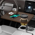 Car Desk Tray For Laptop & Food, Wooden Cup Holder With Adjustable Hei. Fixed Price $59.39.
