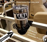 Pontoon Boat Jumbo Black Powder Coat Diamond Plate Cup Holder Fits 1/4 Rail. Fixed Price $19.95.