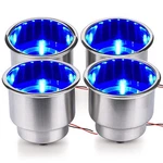 4 Pieces Led Stainless Steel Cup Drink Holder With Drain & Marine Boat Rv.... Fixed Price $38.73.