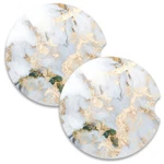Nipichsha Car Coasters For Cup Holders, 2 Pack Absorbent Gray Gold Marble. Fixed Price $14.24.