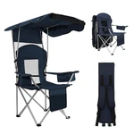 Blue Folding Chair: Shade, Cooler, Cup Holder Your Outdoor Command Center!. Fixed Price $137.99.