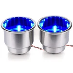 2 Pcs Blue Led Stainless Steel Cup Drink Holder With Drain & Marine Boat .... Fixed Price $24.26.