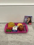 American Girl School Lunch Accessory Set - Tray, Food, Fork, Drink, Magazine. Fixed Price $5.00.